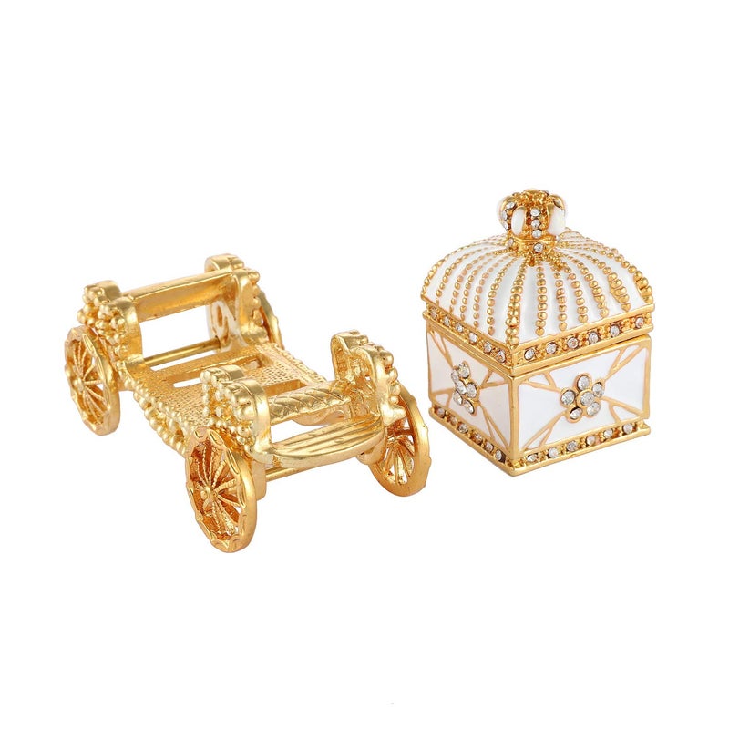 QIFU Enameled Royal Carriage Style Trinket Box Hinged, Unique Gift for Family - Image 3